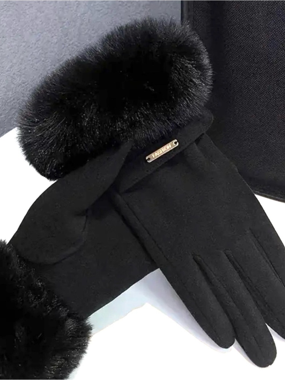 Black Fur Gloves
